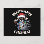 Überstimulierter AF Raccoon Espresso Lover Feiertagspostkarte (Vorderseite)