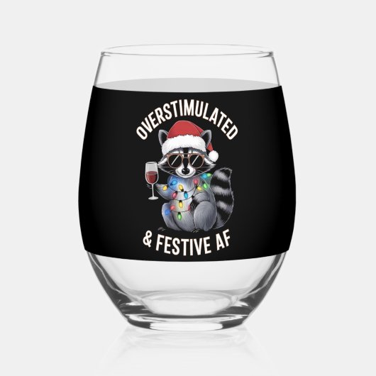 Überstimulierter AF Raccoon Espresso Lover Weinglas Ohne Stiel (Rückseite)