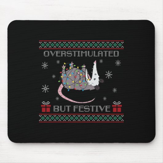 Überstimuliertes, aber festes Opossum Ugly Sweater Mousepad (Vorne)
