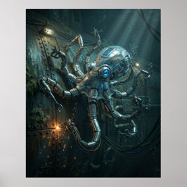 Übertakteter Oktopus Poster