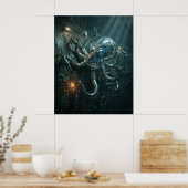 Übertakteter Oktopus Poster (Küche)