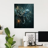 Übertakteter Oktopus Poster (Heimbüro)