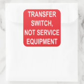 Übertragungsschalter, nicht Service Equipment Labe Quadratischer Aufkleber (Tasche)