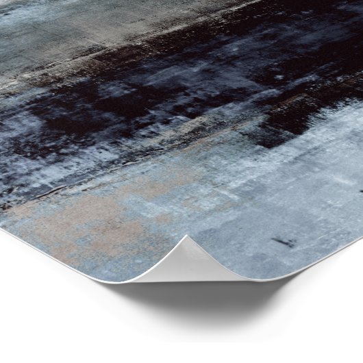 'Übertriebene' blaue Abstrakte Kunstmalerei Poster (Ecke)