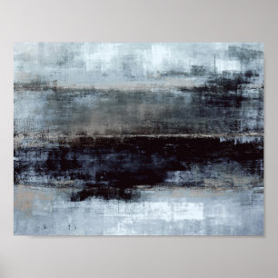 'Übertriebene' blaue Abstrakte Kunstmalerei Poster