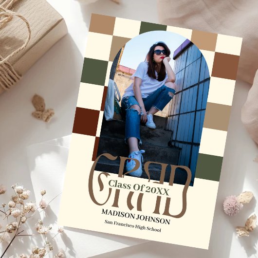 Überwachter Retro Grad '25 Arch Foto Abschluss Einladung