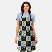 Überwachtes mehrfarbiges Blumendesign für die Rose Schürze (Getragen)