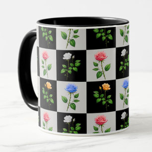 Überwachtes mehrfarbiges Blumendesign für die Rose Tasse