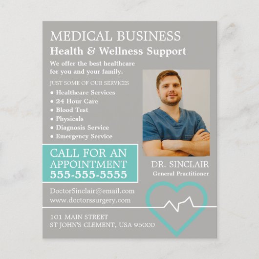 Überwachung der Herzfrequenz, Allgemeinmediziner,  Flyer (Vorne)