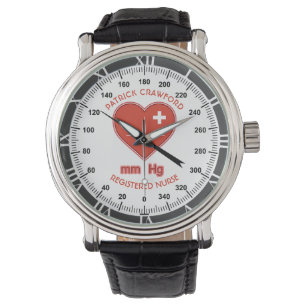 Überwachung des Blutdrucks Krankenschwester Ärztin Armbanduhr