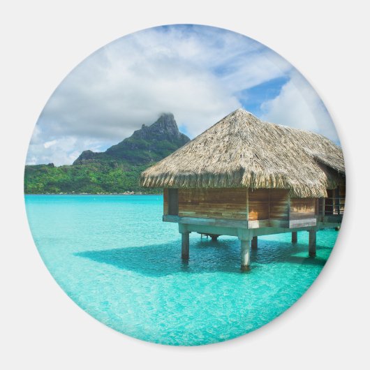Überwasserbungalow, Bora Bora runder Magnet (Vorne)