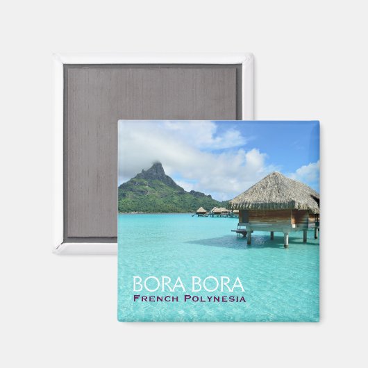 Überwasserresort auf Bora Bora mit Textmagnet Magnet (Vorderseite/Rückseite)