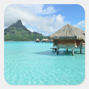 Überwasserresort auf Bora Bora Quadratischer Aufkleber