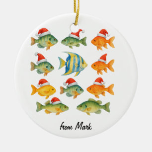 Überweihnachtliche Fischerei Thema mit Weihnachtsm Keramik Ornament