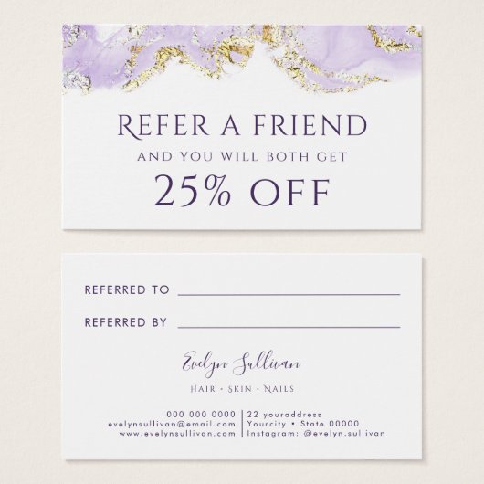 Überweisungskarte für Lavendelink (Vorne & Hinten)