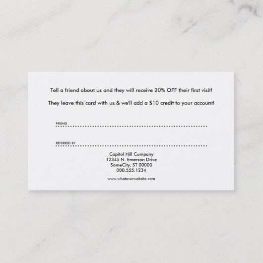 Überweisungsprogramm knusprige Textur Empfehlungskarte (Rückseite)