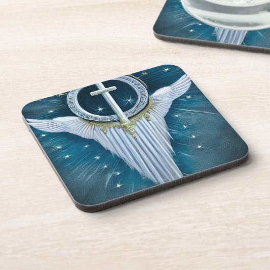 Überwinden von Flügeln Getränkeuntersetzer (Linke Seite)