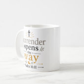 Überwindung öffnet den Weg Schrift Heim Zitat Kaffeetasse (Vorderseite Links)