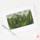 Überwuchertes Greenhouse in Ruins Aquarell Kunst, Rechteckiger Aufkleber (Umschlag)