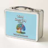 Überzeugen Sie den Schatten. Weltkrebstag Metall Brotdose (Rückseite)