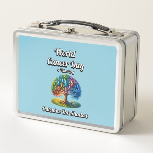 Überzeugen Sie den Schatten. Weltkrebstag Metall Brotdose (Vorderseite)