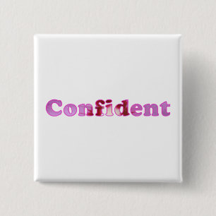 Überzeugtes buchstabiert mit rosa Blumen-Button Button