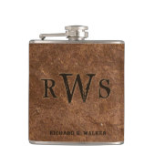 Überzieht rustikales Monogramm-Imitat Mann" s Flachmann (Vorderseite)