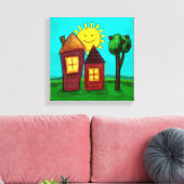 überzogene Canvas, glückliche Häuser Leinwanddruck (Insitu (Wohnzimmer))