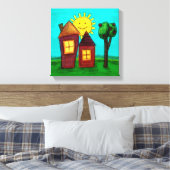 überzogene Canvas, glückliche Häuser Leinwanddruck (Insitu (Schlafzimmer))