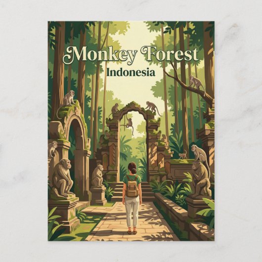 Ubud-Affenwald Indonesien Postkarte (Vorderseite)
