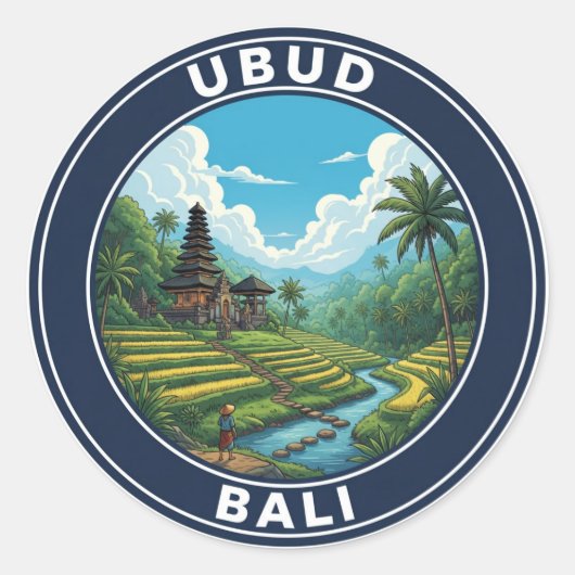 Ubud Bali Indonesia Travel Runder Aufkleber (Vorderseite)