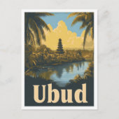 Ubud Bali Indonesia Vintage Travel Illustration Postkarte (Vorderseite)