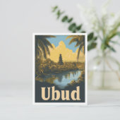 Ubud Bali Indonesia Vintage Travel Illustration Postkarte (Stehend Vorderseite)