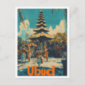 Ubud Bali Indonesia Vintage Travel Illustration Postkarte (Vorderseite)