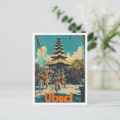 Ubud Bali Indonesia Vintage Travel Illustration Postkarte (Stehend Vorderseite)