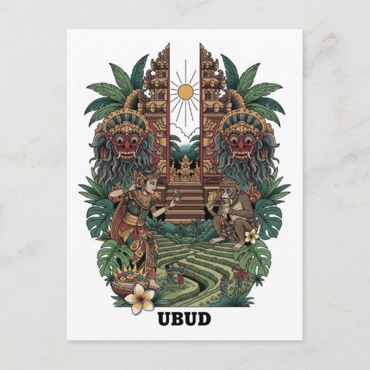 Ubud Bali Indonesien Reise Postkarte (Vorderseite)