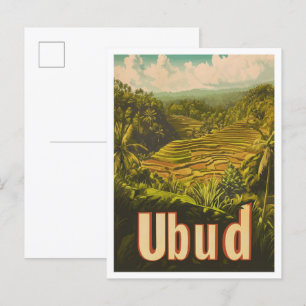 Ubud Bali Indonesien Vintage Reiseillustration Postkarte