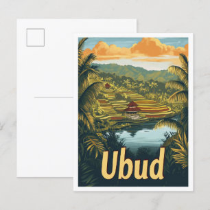 Ubud Bali Indonesien Vintage Reiseillustration Postkarte