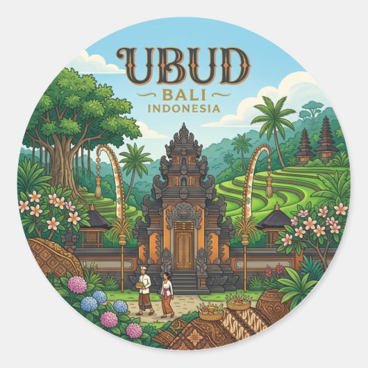 Ubud Indonesien Runder Aufkleber (Vorderseite)