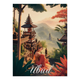 Ubud Indonesien Tempel Reiseplakat Poster