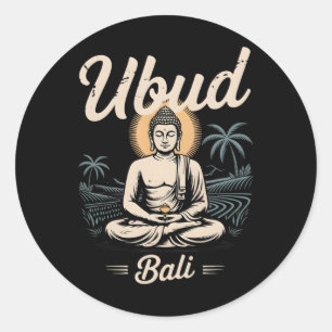 Ubud Li Buddha Spirituelle Yoga Meditation Runder Aufkleber