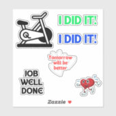 Übung, Affirmative Zitat, Bike, ich habe es getan Aufkleber (Blatt)