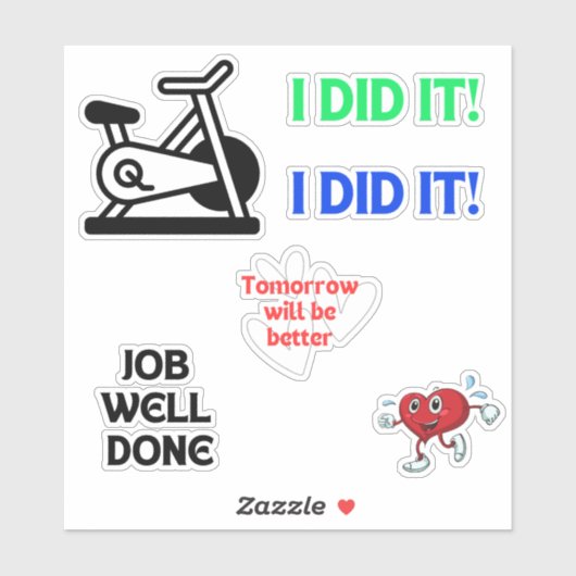 Übung, Affirmative Zitat, Bike, ich habe es getan Aufkleber (Blatt)