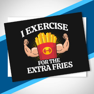 Übung Extra Pommes - Lustiger Fitness-Meme Postkarte