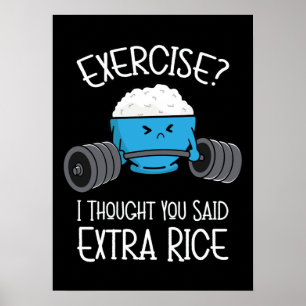 Übung - Extra Reis - Niedlich - Funny Gym Poster
