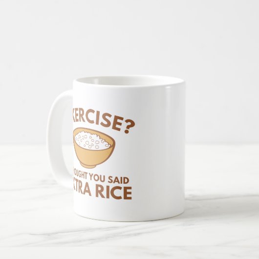 Übung ? Extra Rice Kaffeetasse (Vorderseite Links)