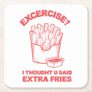 Übung Ich dachte, du hast extra Pommes gesagt - Po Rechteckiger Pappuntersetzer