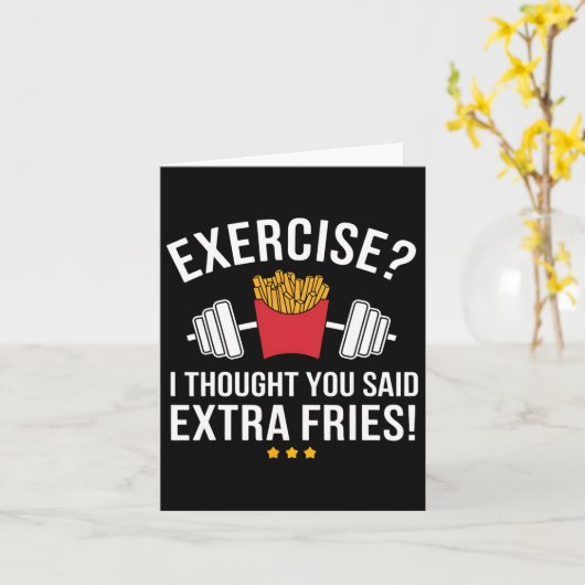 Übung Ich dachte, Sie sagten Extra Fries Funny Gym Karte (Gelbe Blume)