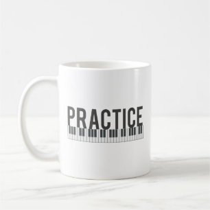 Übung Klaviertastatur motivierende Typografie Kaffeetasse