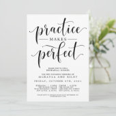 Übung macht perfekt Hochzeit Probe Dinner Einladung (Stehend Vorderseite)